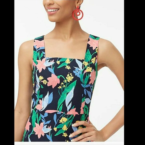 NEW- J Crew Factory- Floral SquareNeck Dress- 0 - Picture 4 of 5